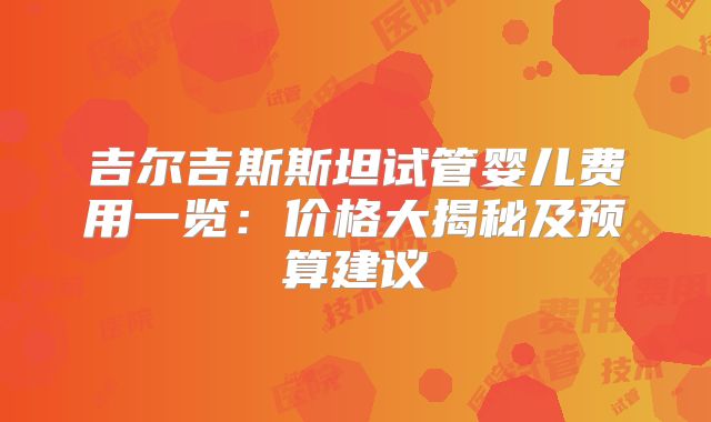 吉尔吉斯斯坦试管婴儿费用一览:价格大揭秘及预算建议