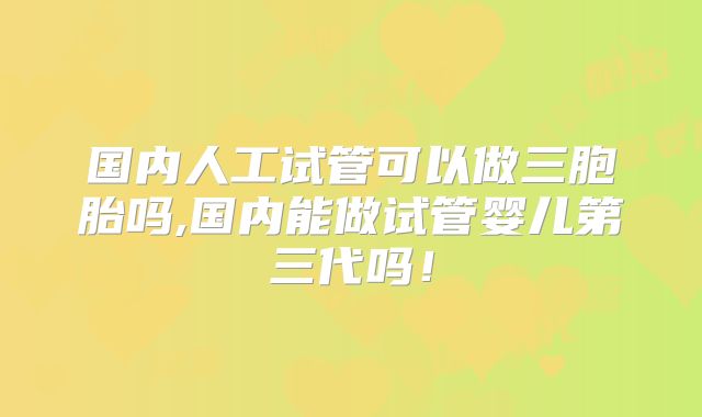 国内人工试管可以做三胞胎吗,国内能做试管婴儿第三代吗！