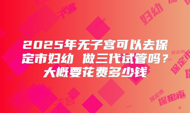 2025年无子宫可以去保定市妇幼 做三代试管吗?大概要花费多少钱