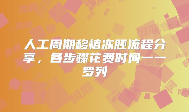 人工周期移植冻胚流程分享,各步骤花费时间一一罗列