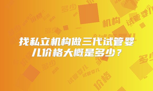 找私立机构做三代试管婴儿价格大概是多少？
