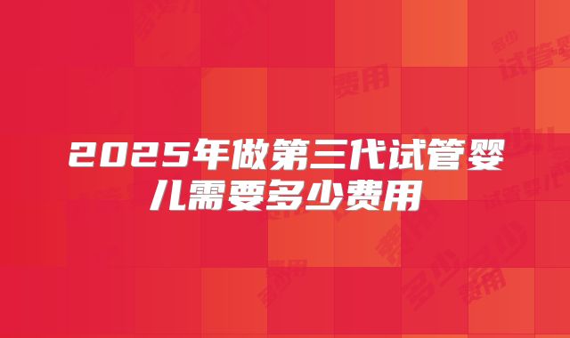 2025年做第三代试管婴儿需要多少费用