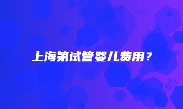 上海第试管婴儿费用？