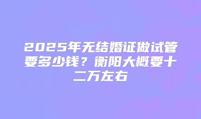 2025年无结婚证做试管要多少钱？衡阳大概要十二万左右