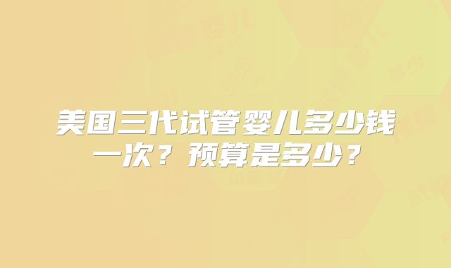 美国三代试管婴儿多少钱一次？预算是多少？