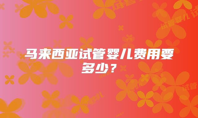 马来西亚试管婴儿费用要多少？