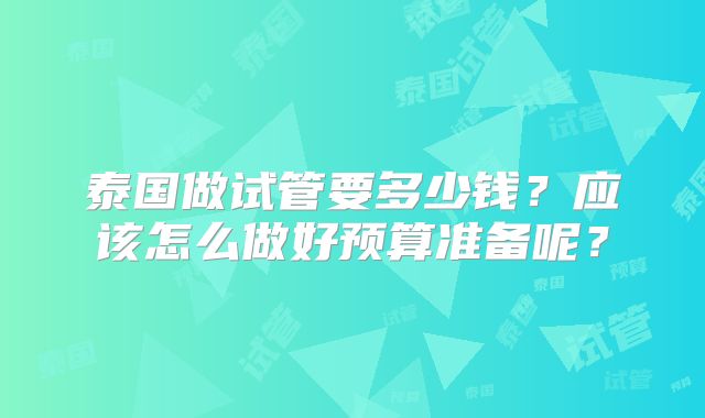 泰国做试管要多少钱？应该怎么做好预算准备呢？