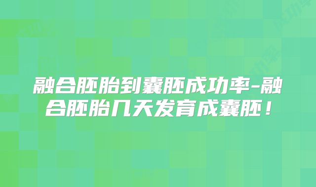 融合胚胎到囊胚成功率-融合胚胎几天发育成囊胚！