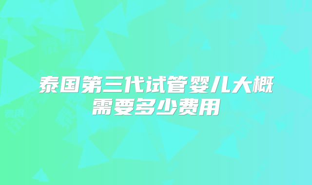 泰国第三代试管婴儿大概需要多少费用