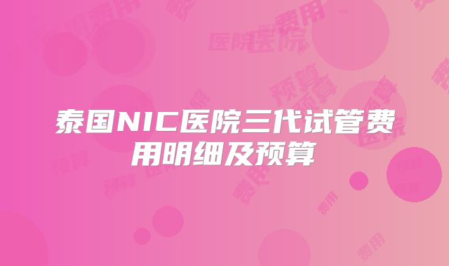 泰国NIC医院三代试管费用明细及预算