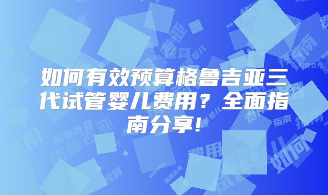 如何有效预算格鲁吉亚三代试管婴儿费用?全面指南分享!