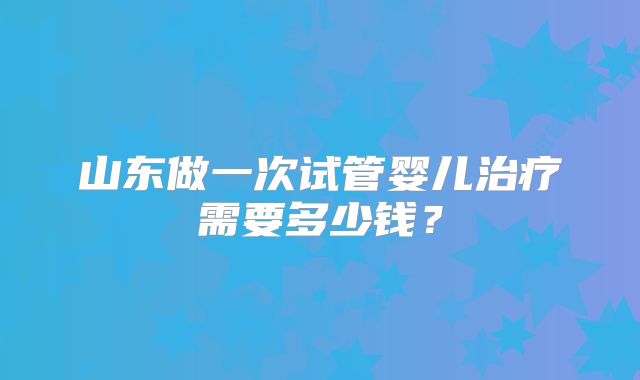 山东做一次试管婴儿治疗需要多少钱？