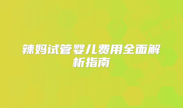 辣妈试管婴儿费用全面解析指南