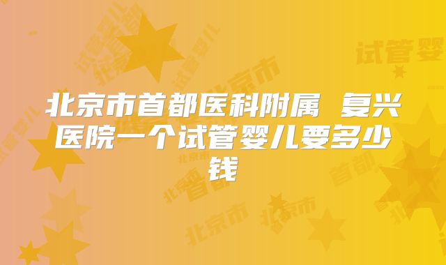 北京市首都医科附属 复兴医院一个试管婴儿要多少钱