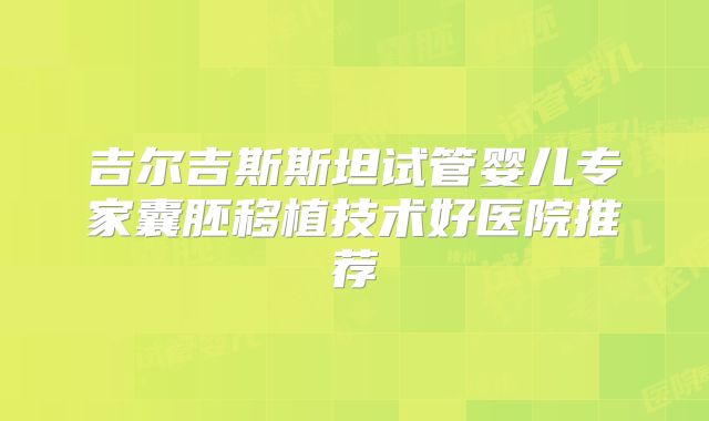 吉尔吉斯斯坦试管婴儿专家囊胚移植技术好医院推荐