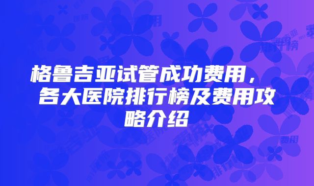 格鲁吉亚试管成功费用， 各大医院排行榜及费用攻略介绍
