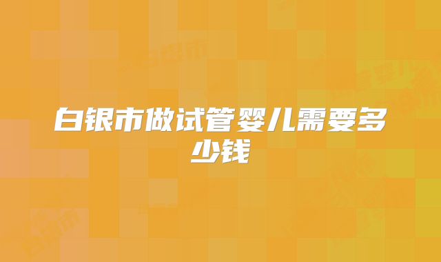 白银市做试管婴儿需要多少钱