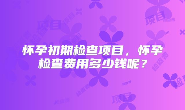 怀孕初期检查项目,怀孕检查费用多少钱呢?