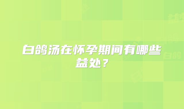 白鸽汤在怀孕期间有哪些益处？