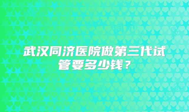 武汉同济医院做第三代试管要多少钱？