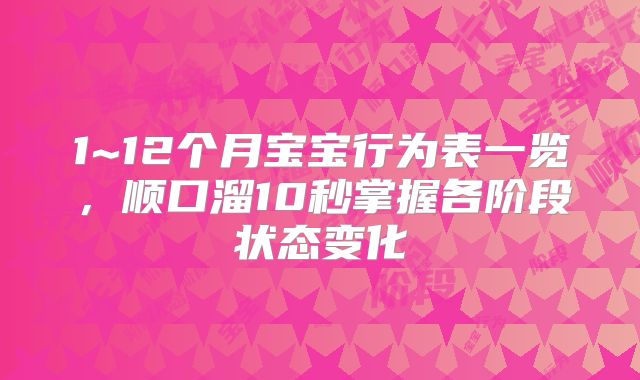 1~12个月宝宝行为表一览,顺口溜10秒掌握各阶段状态变化