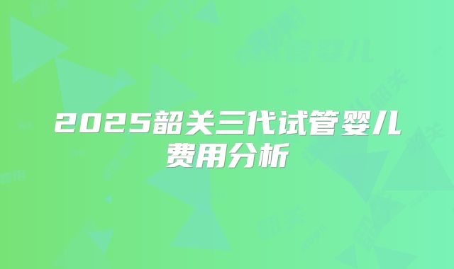 2025韶关三代试管婴儿费用分析
