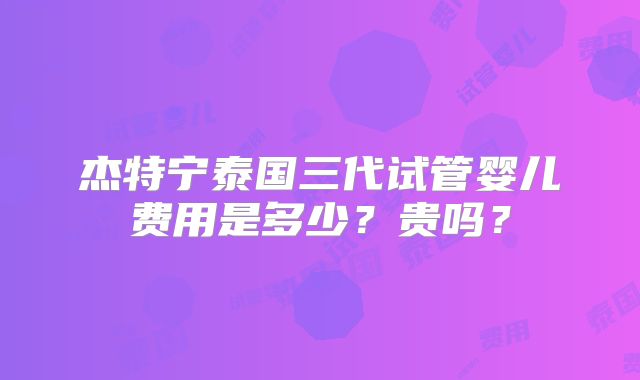 杰特宁泰国三代试管婴儿费用是多少？贵吗？