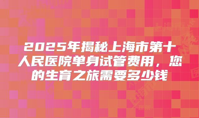 2025年揭秘上海市第十人民医院单身试管费用，您的生育之旅需要多少钱