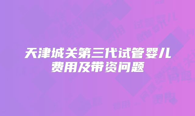 天津城关第三代试管婴儿费用及带资问题