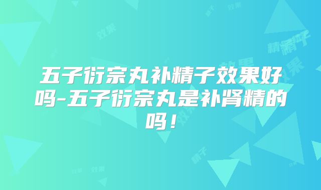 五子衍宗丸补精子效果好吗-五子衍宗丸是补肾精的吗!