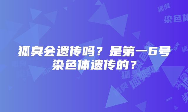 狐臭会遗传吗？是第一6号染色体遗传的？