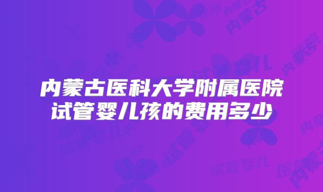内蒙古医科大学附属医院试管婴儿孩的费用多少
