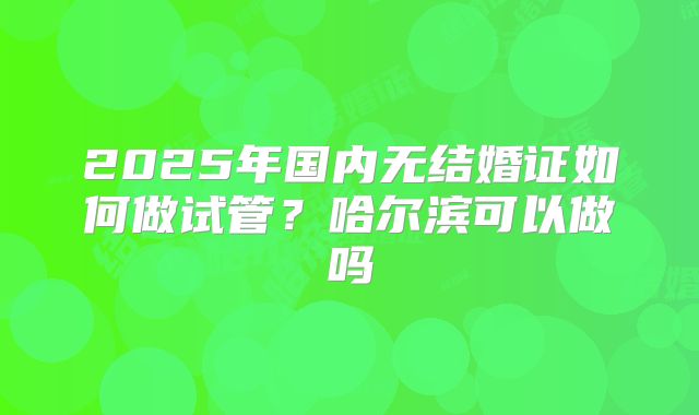2025年国内无结婚证如何做试管?哈尔滨可以做吗