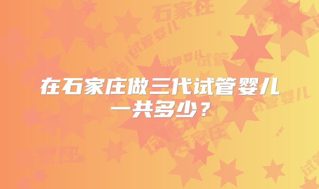 在石家庄做三代试管婴儿一共多少?
