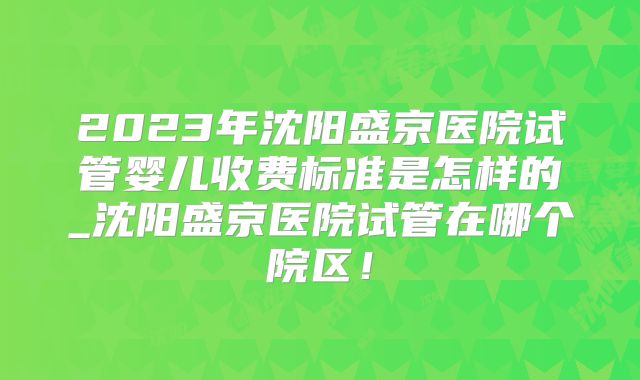 2023年沈阳盛京医院试管婴儿收费标准是怎样的_沈阳盛京医院试管在哪个院区！