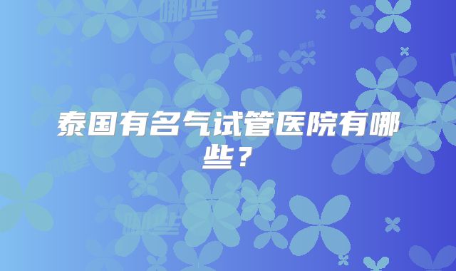 泰国有名气试管医院有哪些?