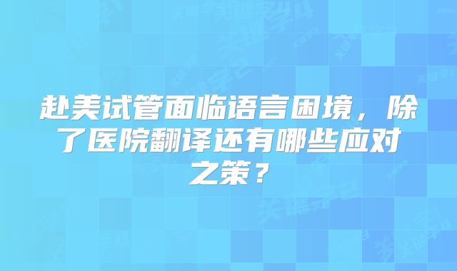 赴美试管面临语言困境,除了医院翻译还有哪些应对之策?