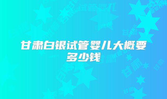 甘肃白银试管婴儿大概要多少钱