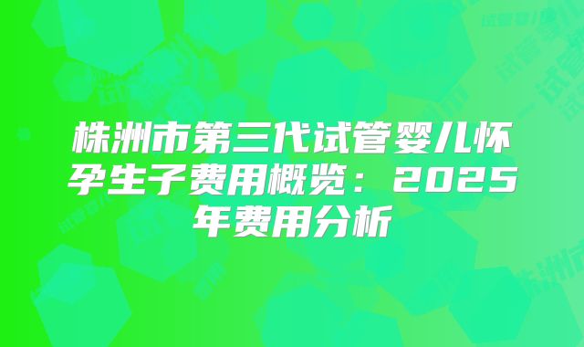 株洲市第三代试管婴儿怀孕生子费用概览:2025年费用分析