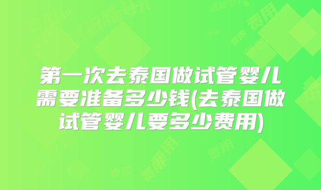第一次去泰国做试管婴儿需要准备多少钱(去泰国做试管婴儿要多少费用)