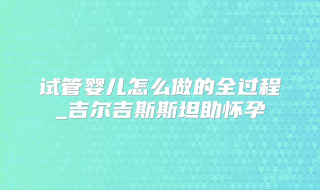 试管婴儿怎么做的全过程_吉尔吉斯斯坦助怀孕
