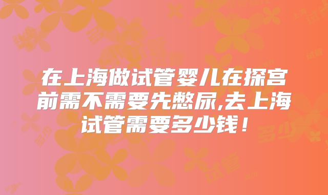 在上海做试管婴儿在探宫前需不需要先憋尿,去上海试管需要多少钱！