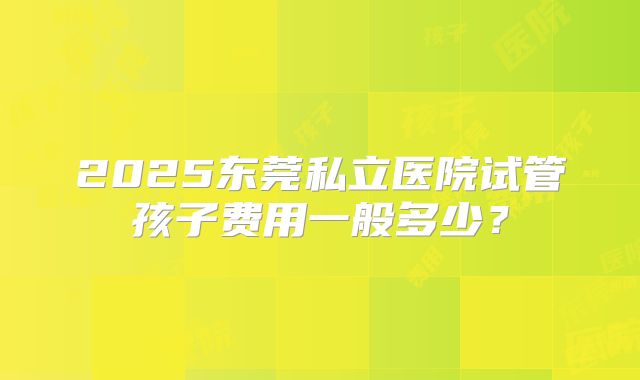2025东莞私立医院试管孩子费用一般多少？
