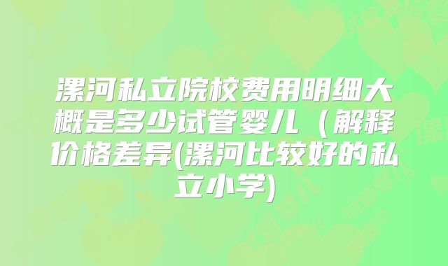 漯河私立院校费用明细大概是多少试管婴儿（解释价格差异(漯河比较好的私立小学)