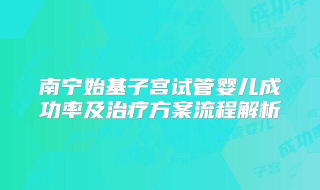 南宁始基子宫试管婴儿成功率及治疗方案流程解析