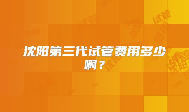 沈阳第三代试管费用多少啊？