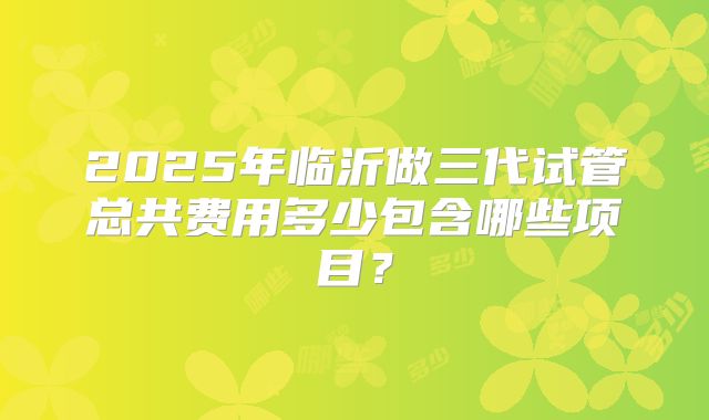 2025年临沂做三代试管总共费用多少包含哪些项目?