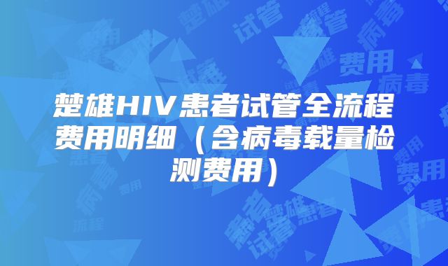 楚雄HIV患者试管全流程费用明细（含病毒载量检测费用）
