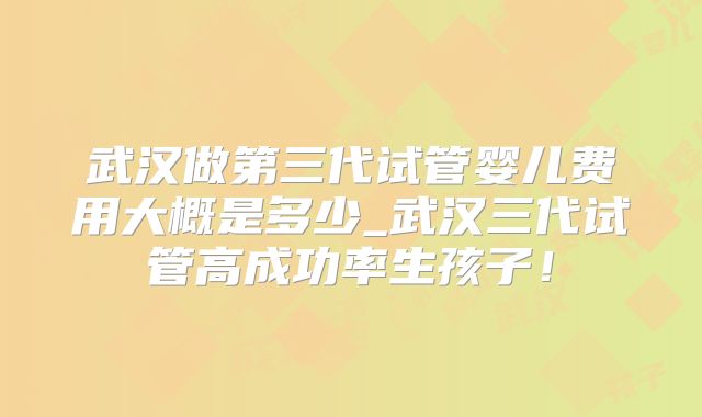 武汉做第三代试管婴儿费用大概是多少_武汉三代试管高成功率生孩子！