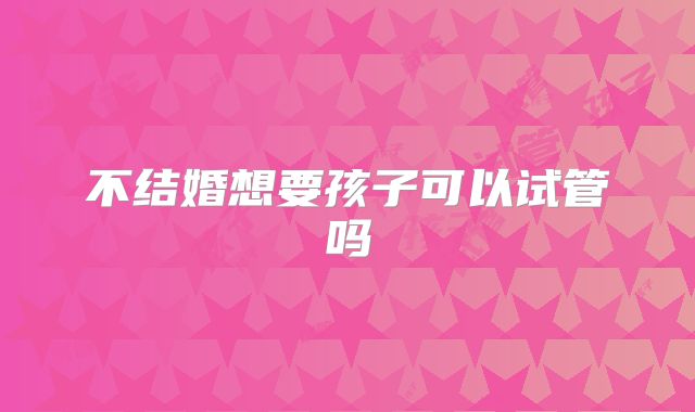 不结婚想要孩子可以试管吗